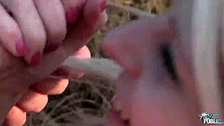 Public Hardcore Action with Skinny Young Blonde on Display