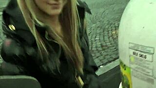 Holy crap, girl stroking cock in a public alley!