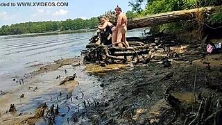 thick wife becky tailorxxx drilled in mud on nature walk. public creampie shocks hikers!