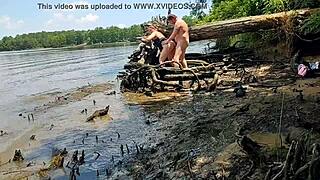 thick wife becky tailorxxx drilled in mud on nature walk. public creampie shocks hikers!