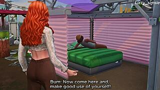 Redhead gets pounded by monster cock in public - Sims 4