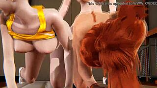 Futa Overwatch: Tracer, Brigitte, Dva in 3D Threesome