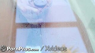 early morning, this blonde got her big tits soaked demanding hardcore shower action