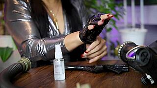 Black latex gloves fetish ASMR video