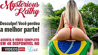 Beautiful Brazilian teen strips down to white lingerie solo