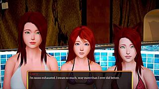 Beautiful anime style erotic video with a redhead and a blonde