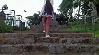 Sexy Brazilian amateurs show off their big asses outdoors