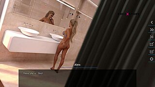 3D game of erotic fantasies: Alex watches Jena take a shower