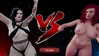 3D game with naked fighters Draka II and Rockie II with oral action