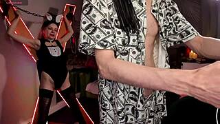 Pretty girl dancing in the bedroom in a solo adult performance