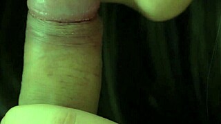 Close-up POV of Latina teen sucking with messy cum in mouth
