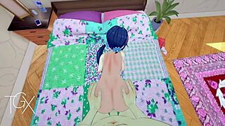 anime hentai game, mita's sex in wild positions and hot blowjob, let's play!