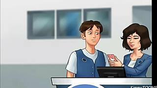 Summertime Saga: Manager's Daughter Sucks Cock Behind Desk at Work