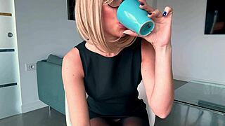 Morning Tease in High Heels and Tight Pantyhose