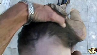 Sasha Grey gets slammed in mouth, pussy, and ass by this filthy dude