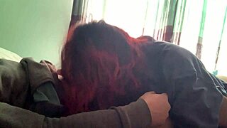 She is unaware that I am filming her while she is sucking my big dick