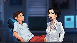 A hot teacher in a steamy game walkthrough in the Summertime Saga