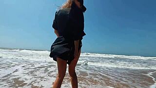 Teen skinny blonde gets her pussy licked outdoors