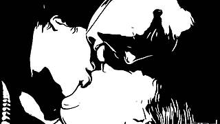 Lesbian sisters’ passionate deep-mouthed kiss in an animated porn video