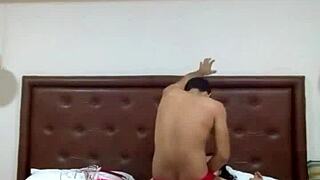 A girl in lingerie has sex with a man who uses a toy on her as part of their role play