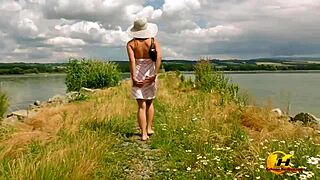 Outdoor solo pleasure on a sunny day by the lake