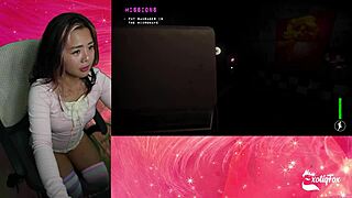 Asian solo game with small tits and hardcore action