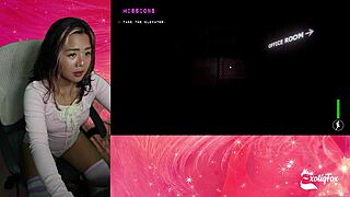 Asian solo game with small tits and hardcore action