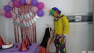 I bang birthday girl in tight dress at her father’s house