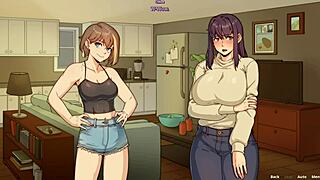 Chloe sneaks a peek at Amy masturbating, then strokes her futa cock.