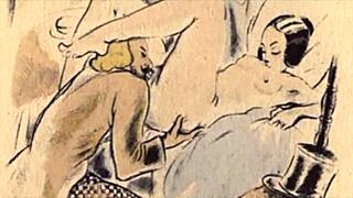 vintage erotic illustration with a steamy retro vibe