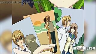 Lesbians with superpowers in an anime porn video