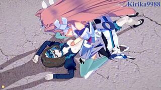 Futanari sex with Garie and Maria in Symphogear hentai
