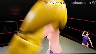 Boxing Hentai Topless Fight in 3D POV Animation