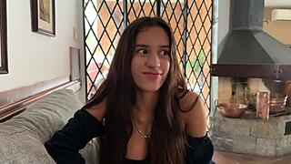 Young Brazilian beauty's first solo scene