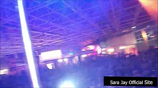 Sara's wild party starts with a hot live session