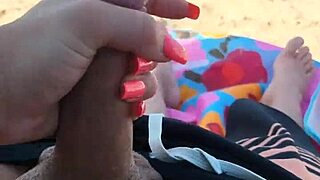 Getting Him Off on a Public Beach with a Stunning View