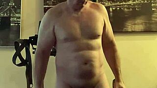 Good looking man with big dick in action