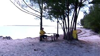 Young and old come together for some rough sex on the beach
