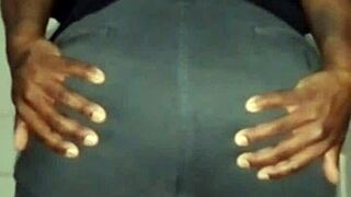 Finger play and anal penetration with a transparent skirt