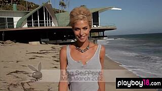 Blonde bombshell Lisa seiffert strips outdoors in Australia