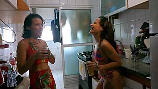 Public pool time turns into wild lesbian action