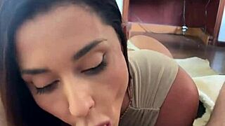 Beautiful big-chested Latina gets a deepthroat and ass licking in a very realistic POV video