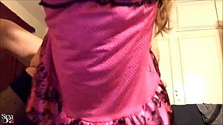 french amateur in satin lingerie enjoys clothed deepthroat