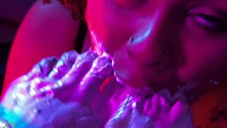 Bbw foot worship gets messy with whipped cream toes licking at wild party 😋
