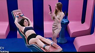 Petite brunette gets tied up