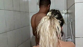 Beautiful woman with a body piercing feeds the blind man’s cock to get the milk