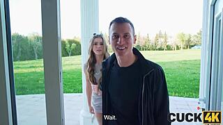 Cuck4k hotwife gets shaved pussy drilled in stockings while husband watches. Czech beauty can't resist the thrill.