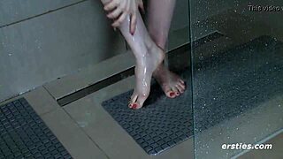 Claudia takes you into the shower and gives you a sensual massage with oil