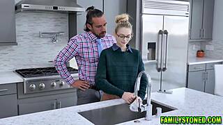Loving stepdad disciplines Lily Larimar with rough face banging.