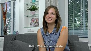 Russian beauty Sandra Bull's solo performance in a porn audition